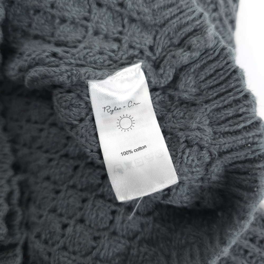 RYLEE + CRU Kids Girls Knit Cardigan Gray Button 100% Cotton Cozy Size 6-7Y - Picture 10 of 10